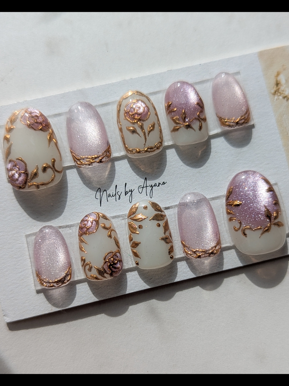 Purple Pearl Floral Press-On Set